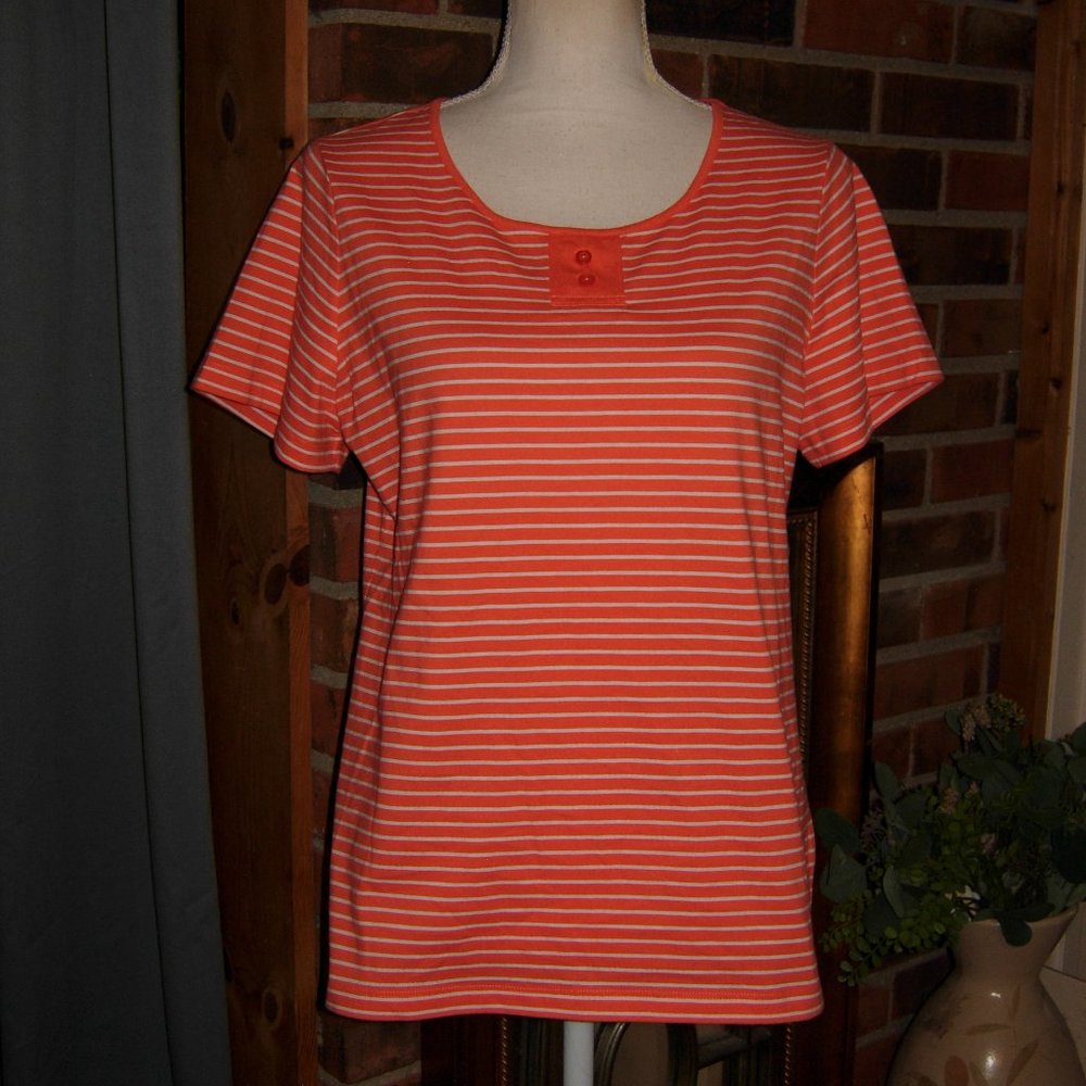 Coral Bay Orange Striped T-Shirt MPetite